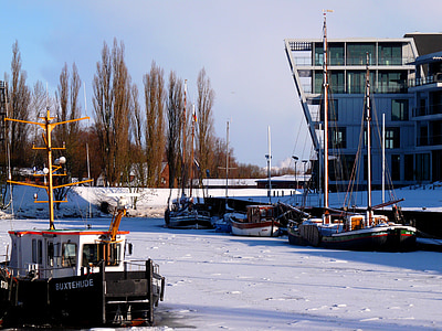 Stade, Hansa kenti, Kış, buz, kar, ruh hali, doğa