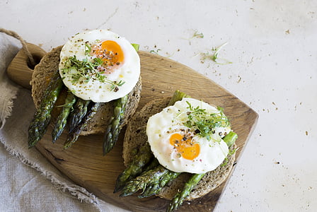 asparagus, egg, breakfast, appetizer, eating, food, meal
