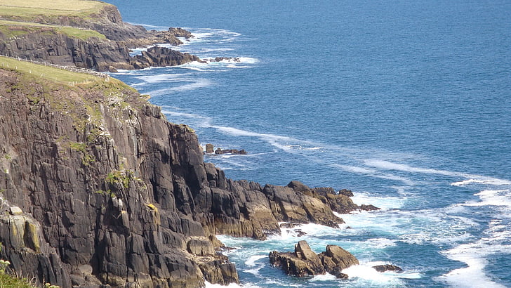 Costa, Irlanda, s, roca, cielo, Atlántico, Océano