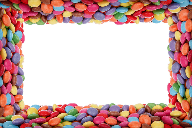 arrière-plan, anniversaire, frontière, Candy, boutons chocolat, coloré, couleurs