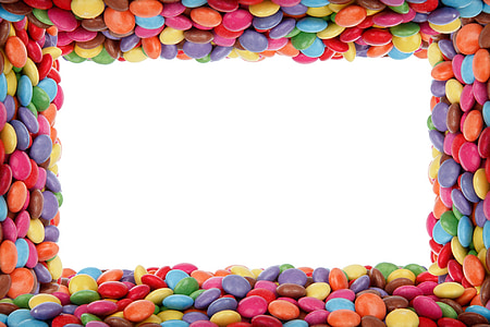achtergrond, verjaardag, grens, snoep, chocolade knoppen, kleurrijke, kleuren