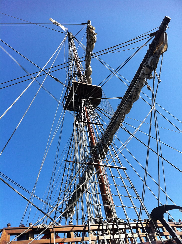 sailboat, rigging, mast, rope, wooden, nautical, ship
