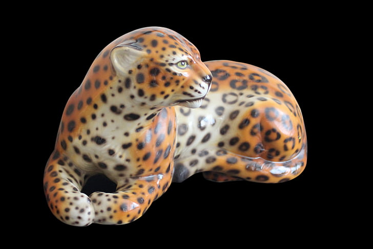 cheetah, porcelain, figure, decoration, animal, nature, wildlife