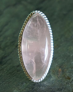 Rose quartz, krystall, rosa, sølv, Metal, smykker, juvel