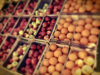 owoce, rynku, Jabłko, owoce, jedzenie, pomarańcze, witaminy