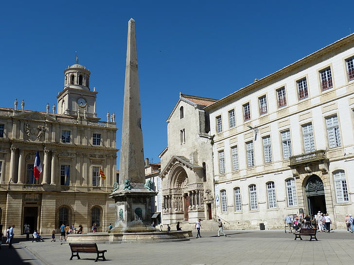 Arles, Frankrike, Rhône, gamlebyen, historisk, tårnet, plass