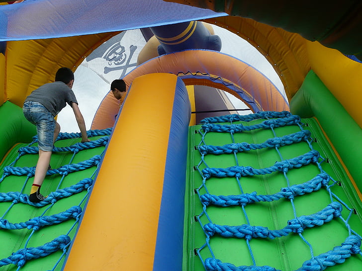 pirate ship, bouncy castle, inflatable, colorful, children, play, fun