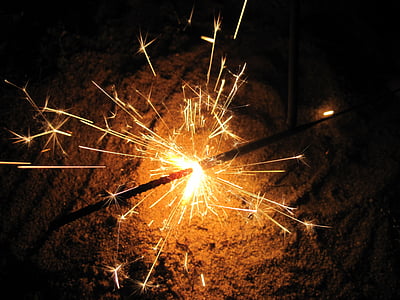 sparkler, radio, light, new year's eve, mood, star, spray