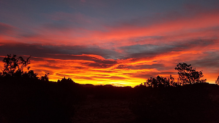 siluetas, saulėtekio, Gamta, kraštovaizdžio, Naujoji Meksika