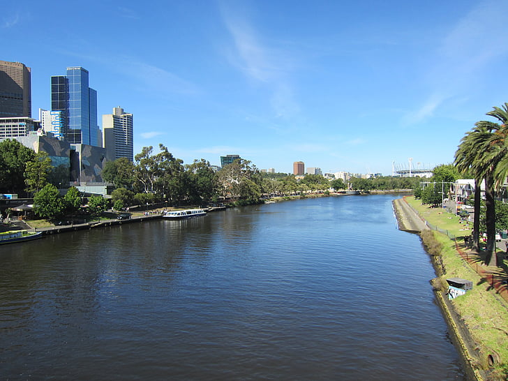 Melbourne, floden, Australien, Yarra, staden, Skyline, stadsbild