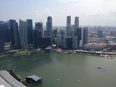 Skyline, város, Szingapúr, épületek, felhőkarcoló, építési, építészet