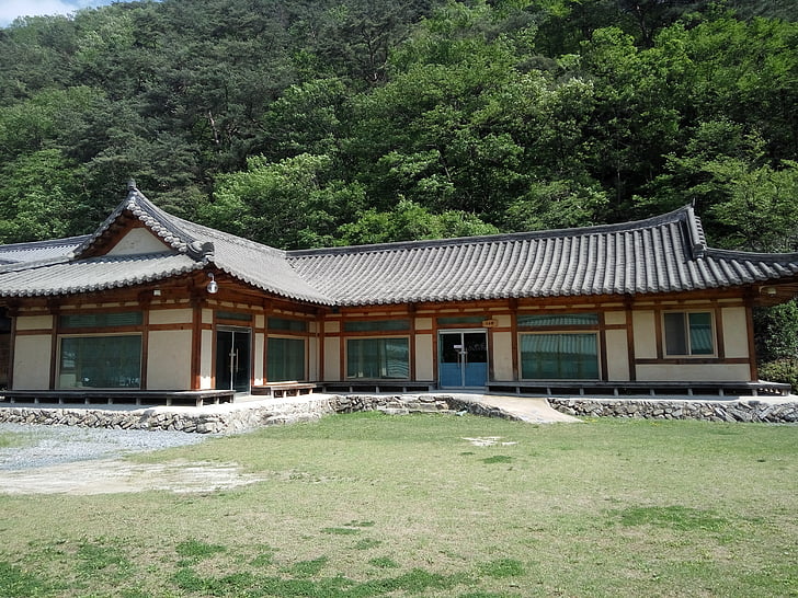 montaña, Hanok, arquitectura, piso tradicional, arquitectura coreana, Asia, culturas