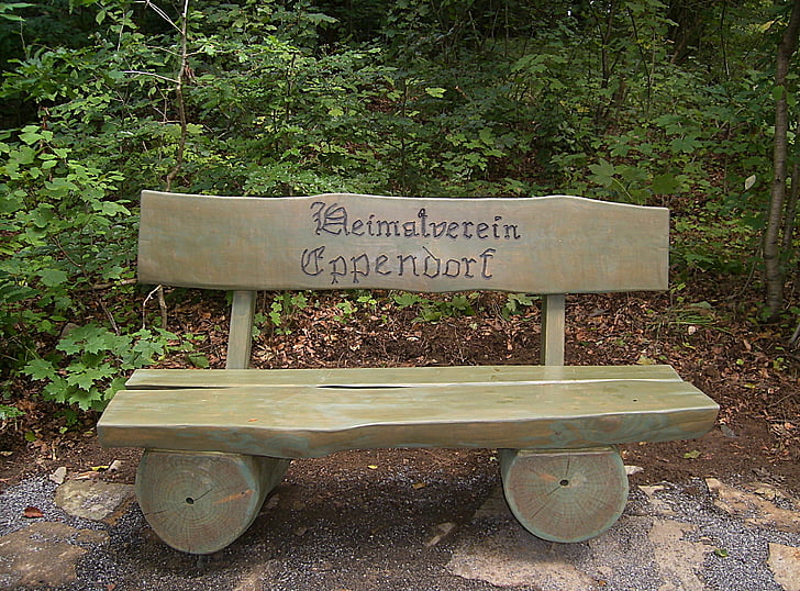 bank, wooden bench, inscription, forest, nature, bench, wood