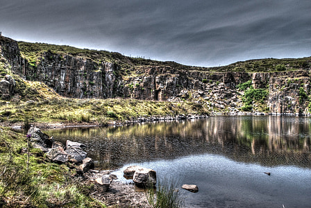 quarry, disused, north, england, rock, water, lake