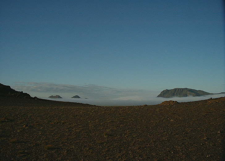 Islande, brouillard, plat