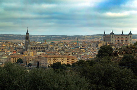 Толедо, Кастилия - Ла-Манча, Испания, панорамный, город, Старый город, памятники