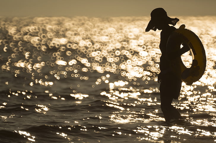 Busan, luz para hombre lana, bokeh, lado del mar, Playa, mar, sombra