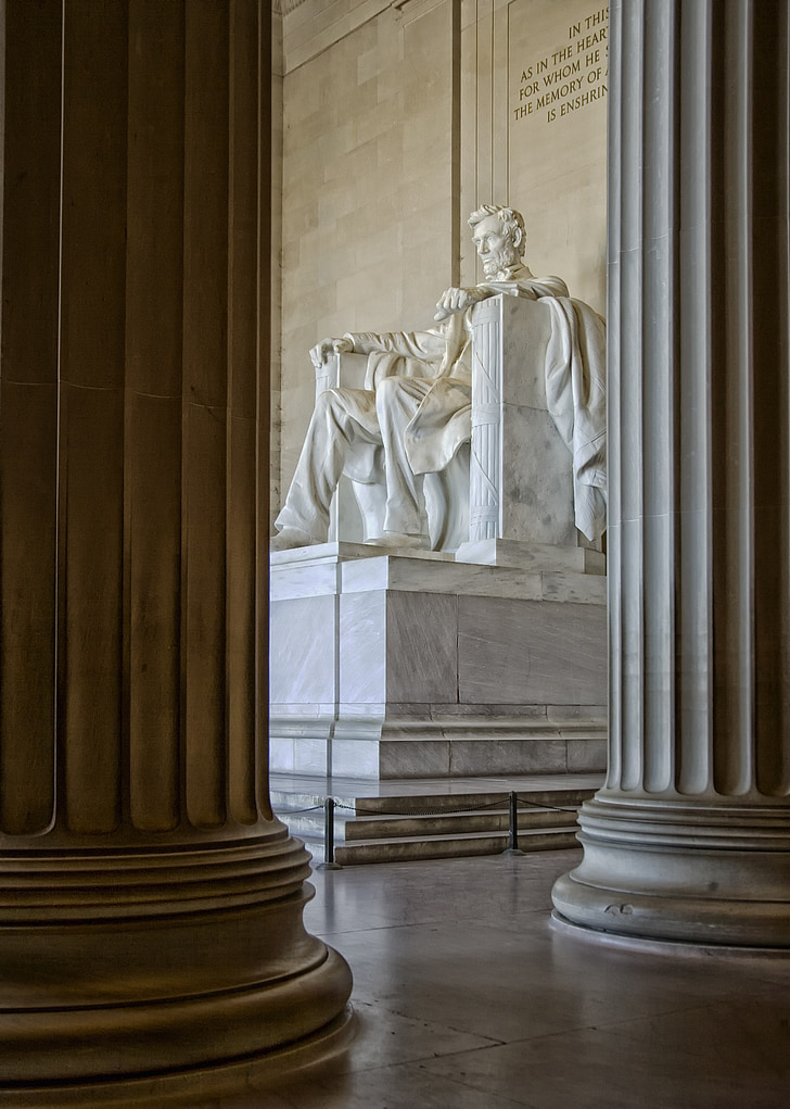 Lincoln-emlékmű, Washington dc, c, szobor, oszlopok, HDR, Landmark