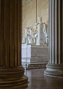 Lincoln memorial, Washington dc, c, Socha, stĺpce, HDR, pamiatka