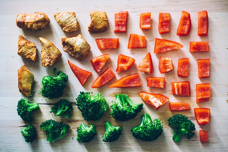 vegetables, bell peppers, capsicum, broccoli, celery, color, arranged
