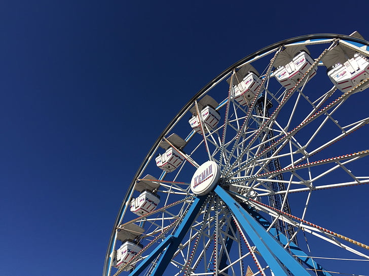 Karnevāls, Ferris wheel, platleņķa nošāva, perspektīvas, atrakciju parks, māksla, kultūra un izklaide, atrakciju parks ride