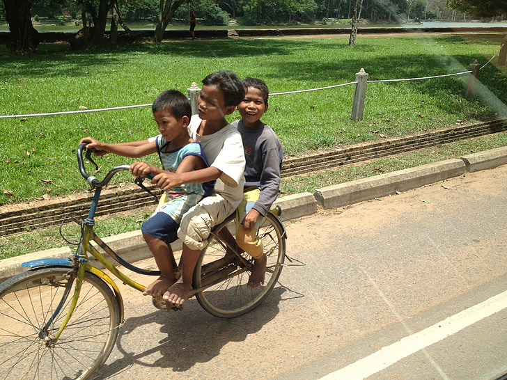 bērnu, velosipēds, Kambodža, velosipēdu