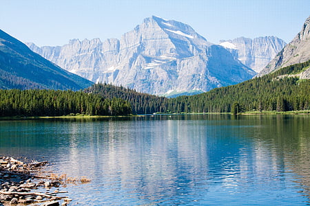 hitro trenutni jezero, ledenik, panoramski, Montana, jezero, Glacier national park, gore