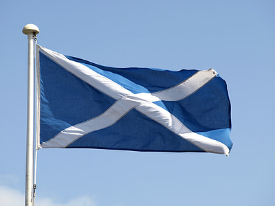 vlajka, Škótsko, modrá, kríž, andreaskreuz, biela, flutter