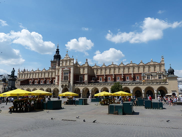 Kraków, Pologne, ville, marché, espace, marché, Halle aux draps