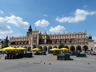 Kraków, Polen, staden, marknaden, utrymme, Marketplace, saluhallen