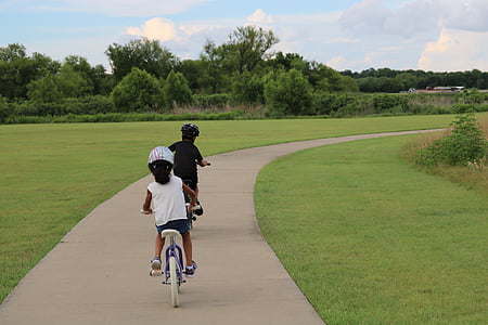 자전거, 아이 들, 아이 들, 여름, 운동, 라이프 스타일, 어린 시절