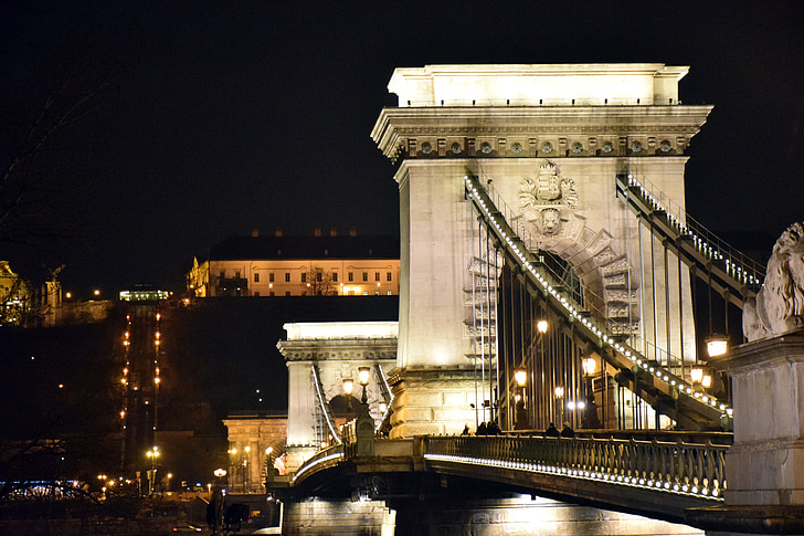 Budapest, Ungarn, Chain bridge, byen, ungarsk, landemerke, Europa