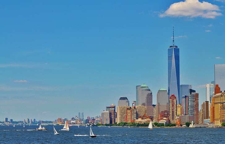 Manhattan, Brooklyn, New york, architettura, centro città, vista, grattacielo