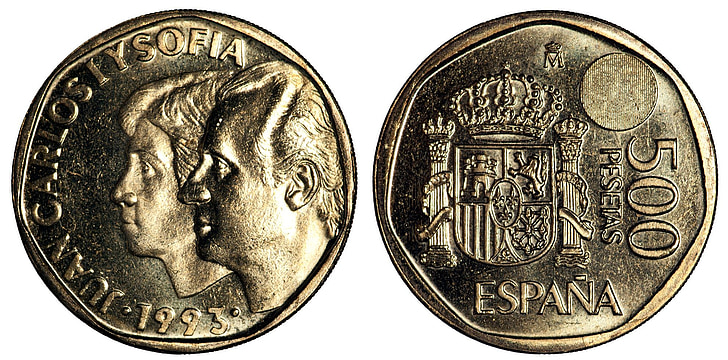 coins, currency, pesetas, spain, money, finance, cash