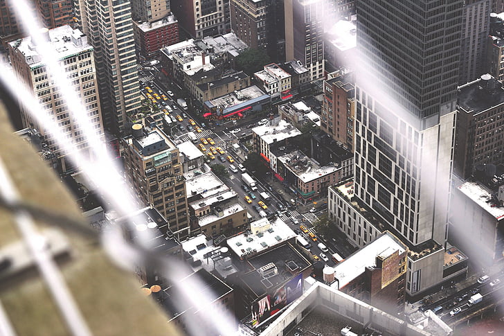 antenne, bygninger, City, bybilledet, højhuse, New york city, tagterrasse