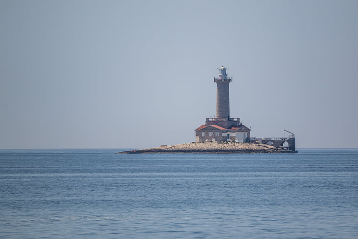 lighthouse, sea, croatia, water, beach, blue