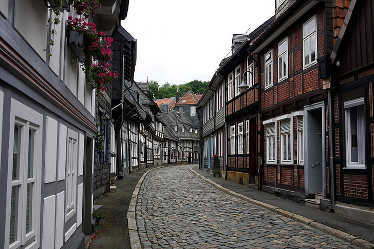Goslar, gyanta, közúti, fachwerkhaus, Németország, óváros, építészet