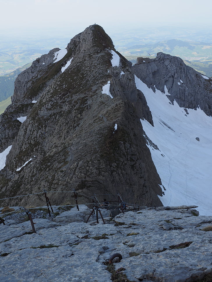 girensattel, girenspitz, Jacob's ladder, klatring, nedstigningen, Säntis, sveitsisk Alpene