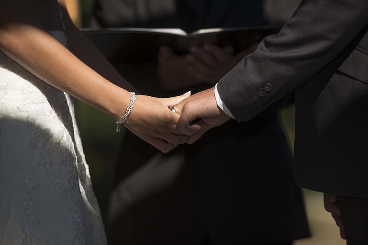 matrimoni, connectar, mans de celebració, junts, es va casar amb, l'amor, relació