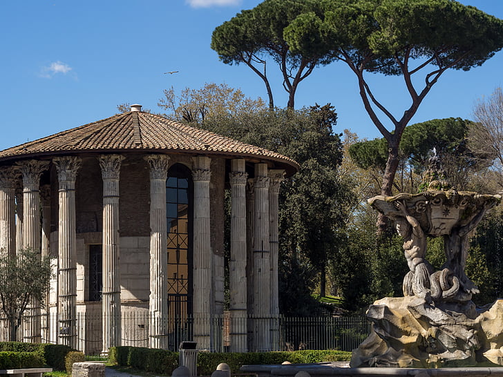Itālija, Rome, arhitektūra, kolonnas, debesis, zila, avots