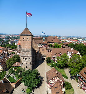 Nuremberg, slott, kejserliga slottet, medeltiden, Panorama, tornet, knight's castle