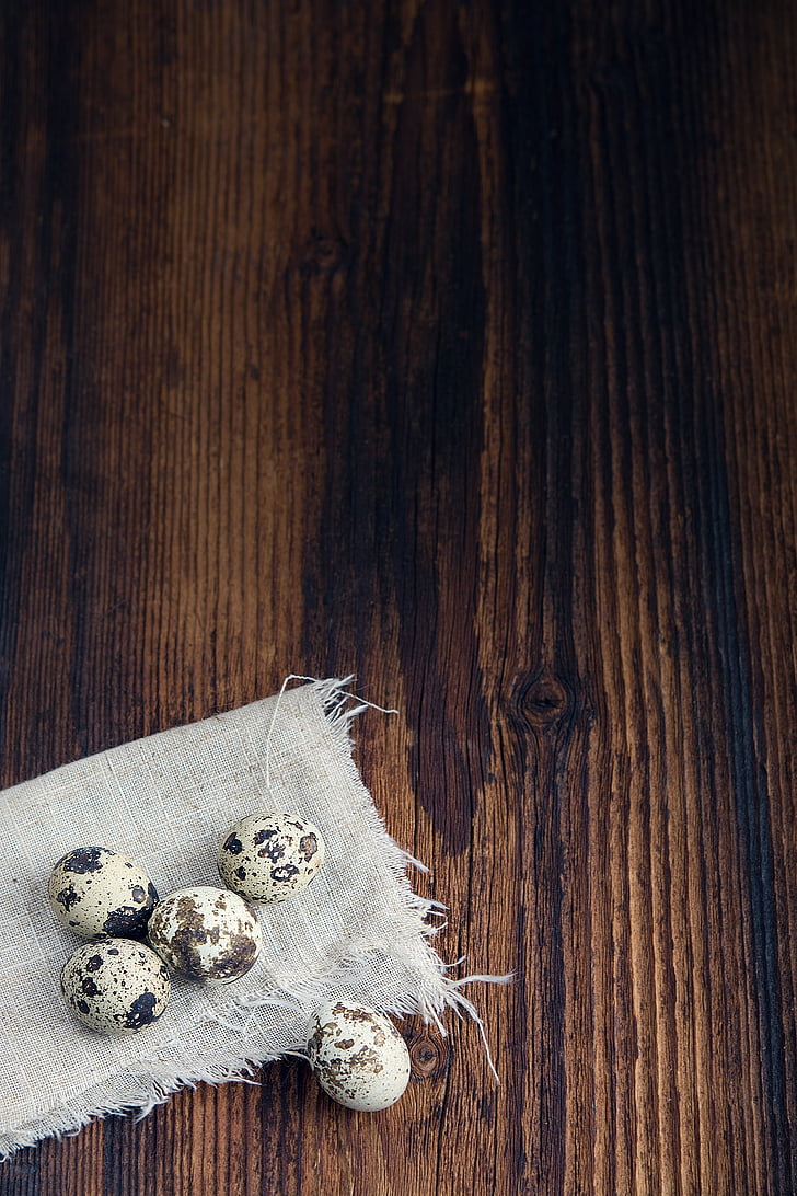 egg, quail eggs, small eggs, natural product, still life, wood, easter