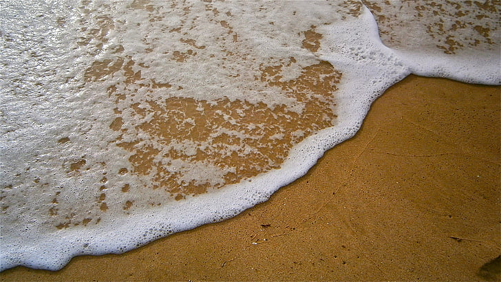 sea, beach, foam, wave, sand, water, nature