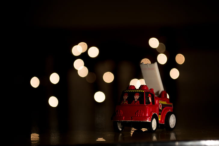 Vánoční, hračky, světla, oheň, vozík, hra
