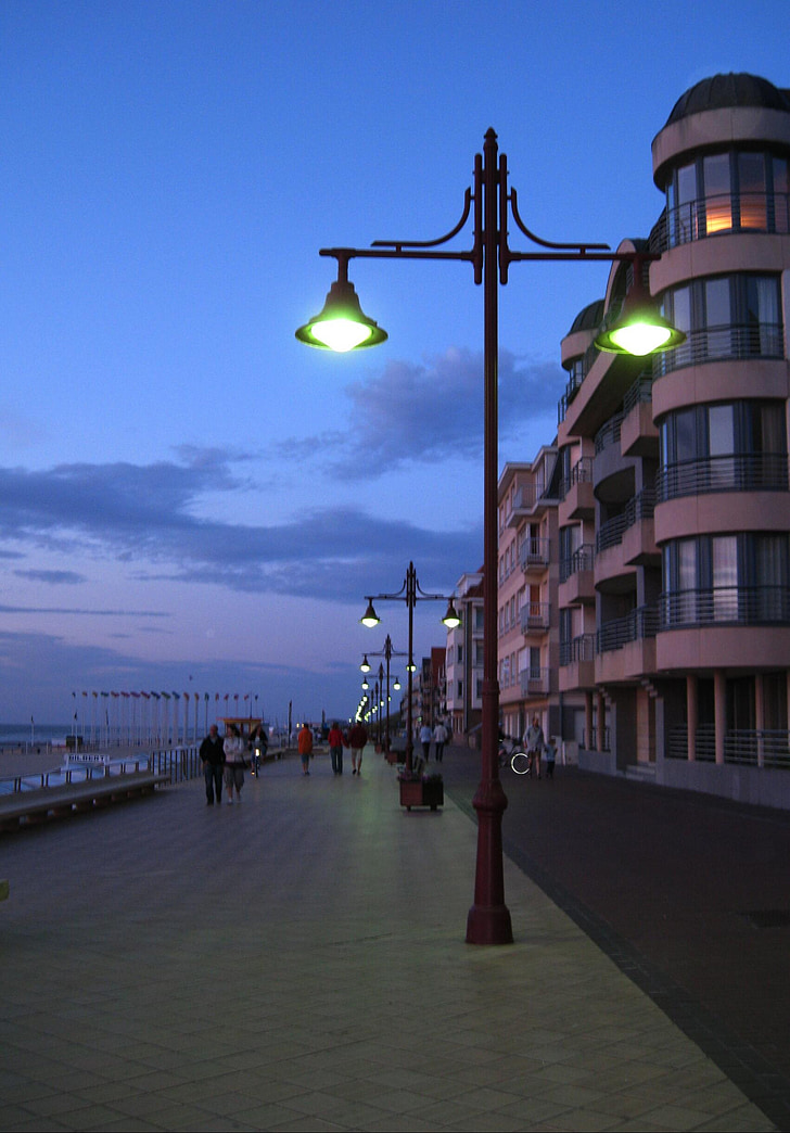 lanterner, lamper, gadelygte, lys, belysning, arkitektur, strandpromenaden