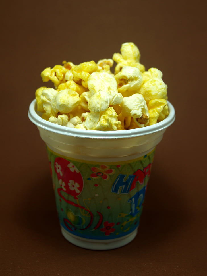 popcorn, kukuřice, pop, krabice, plechovka, kino, taška