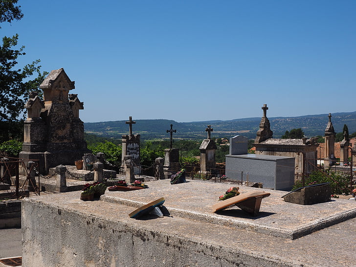 kirkegården, gravene, Gravsteinen, gamle kirkegård, Roussillon, graven, sorg