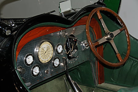 Винтаж, панель мониторинга, автомобиль, Автомобильный музей Петерсена, Лос-Анджелес, Калифорния