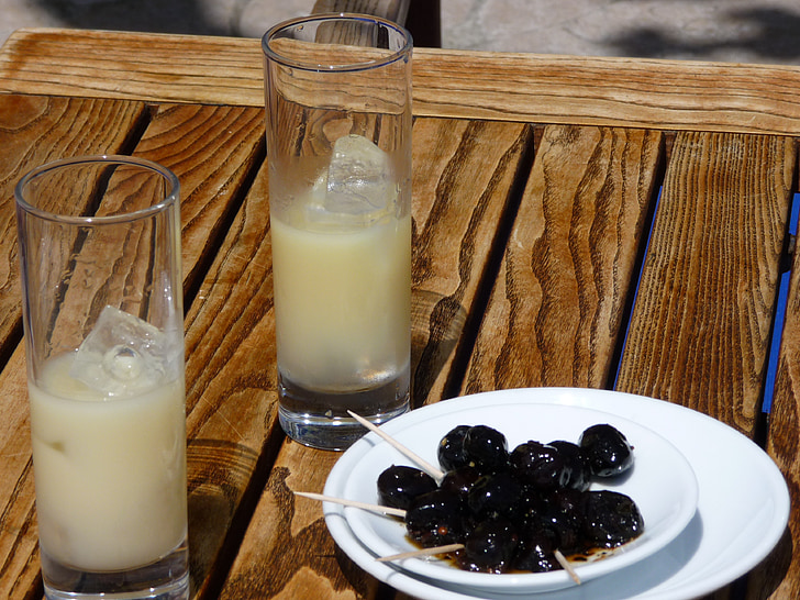 zaitun, Pastis, zaitun hitam, minuman beralkohol, Meja, selatan Perancis