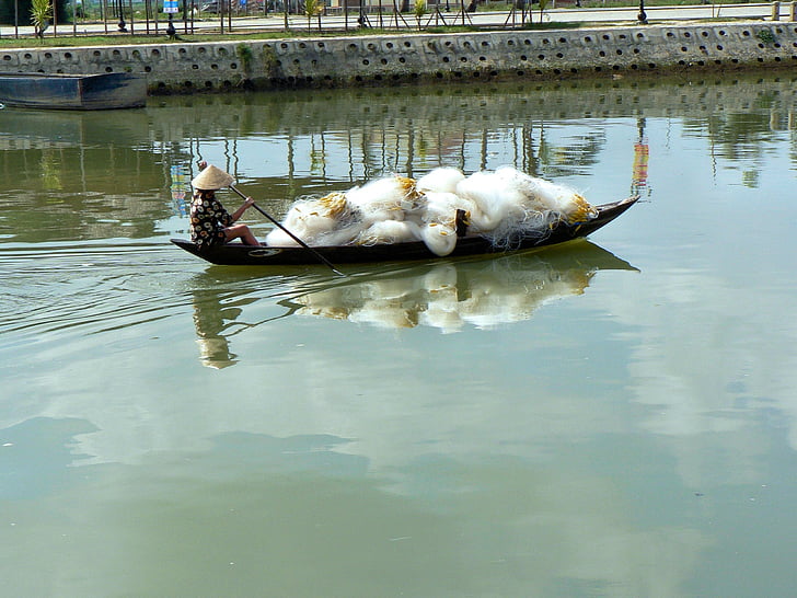 Vietnam, Hoi-an, båt, fiskaren
